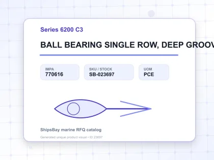 BALL BEARING SINGLE ROW, DEEP GROOVE NO.6215 C3 - Series 6200 C3 - IMPA 770616 - UOM PCE