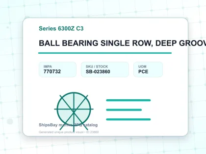 BALL BEARING SINGLE ROW, DEEP GROOVE NO.6301Z C3 - Series 6300Z C3 - IMPA 770732 - UOM PCE