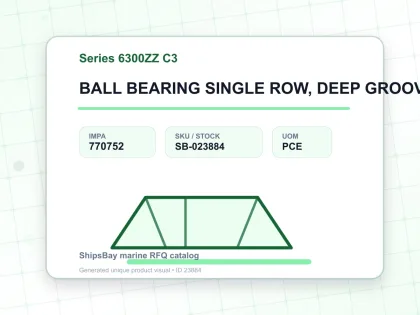 BALL BEARING SINGLE ROW, DEEP GROOVE NO.6301ZZ C3 - Series 6300ZZ C3 - IMPA 770752 - UOM PCE