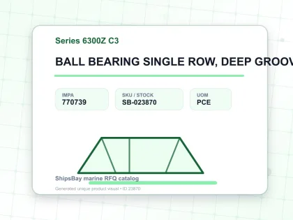 BALL BEARING SINGLE ROW, DEEP GROOVE NO.6308Z C3 - Series 6300Z C3 - IMPA 770739 - UOM PCE