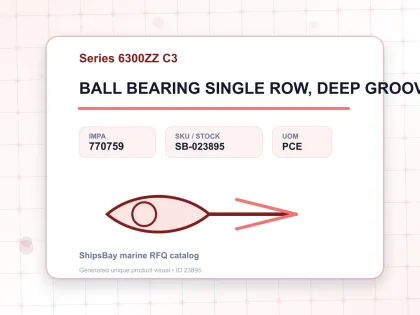 BALL BEARING SINGLE ROW, DEEP GROOVE NO.6308ZZ C3 - Series 6300ZZ C3 - IMPA 770759 - UOM PCE