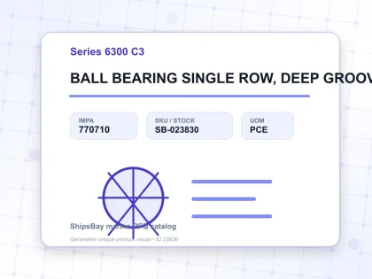 BALL BEARING SINGLE ROW, DEEP GROOVE NO.6309 C3 - Series 6300 C3 - IMPA 770710 - UOM PCE
