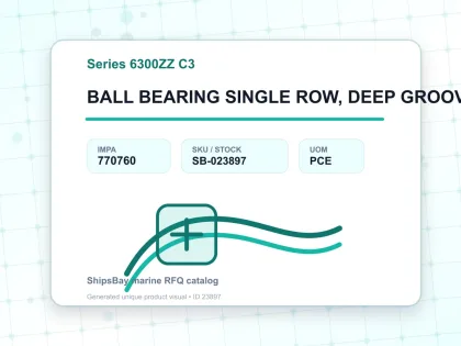 BALL BEARING SINGLE ROW, DEEP GROOVE NO.6309ZZ C3 - Series 6300ZZ C3 - IMPA 770760 - UOM PCE