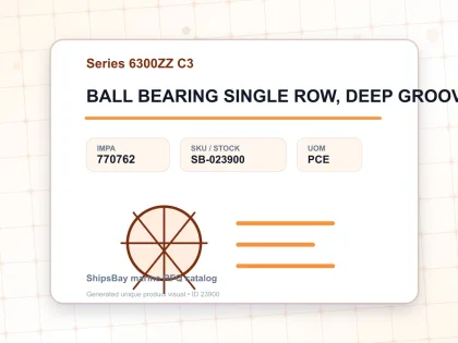 BALL BEARING SINGLE ROW, DEEP GROOVE NO.6311ZZ C3 - Series 6300ZZ C3 - IMPA 770762 - UOM PCE