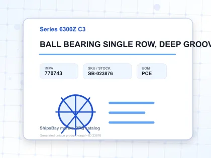BALL BEARING SINGLE ROW, DEEP GROOVE NO.6312Z C3 - Series 6300Z C3 - IMPA 770743 - UOM PCE