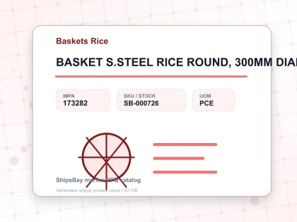 BASKET S.STEEL RICE ROUND, 300MM DIAM - Baskets Rice - IMPA 173282 - UOM PCE