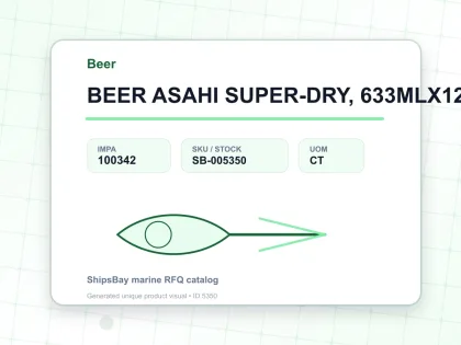 BEER ASAHI SUPER-DRY, 633MLX12BTL - Beer - IMPA 100342 - UOM CT