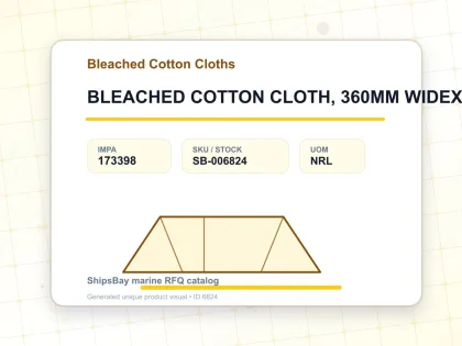 BLEACHED COTTON CLOTH, 360MM WIDEX7MTR LENGTH - Bleached Cotton Cloths - IMPA 173398 - UOM NRL