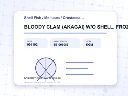 BLOODY CLAM (AKAGAI) W/O SHELL, FROZEN - Shell Fish / Molluscs / Crustaseans - IMPA 001102 - UOM KGM