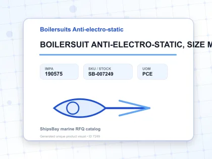 BOILERSUIT ANTI-ELECTRO-STATIC, SIZE M - Boilersuits Anti-electro-static - IMPA 190575 - UOM PCE