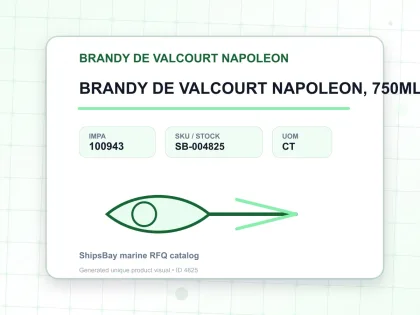 BRANDY DE VALCOURT NAPOLEON, 750MLX12S - BRANDY DE VALCOURT NAPOLEON - IMPA 100943 - UOM CT