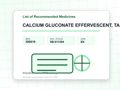 CALCIUM GLUCONATE EFFERVESCENT, TABLET 1GRM 30'S - List of Recommended Medicines - IMPA 390616 - UOM BX
