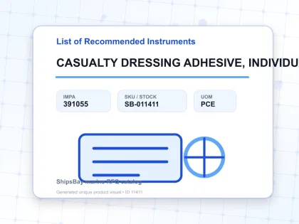 CASUALTY DRESSING ADHESIVE, INDIVIDUALLY WRAPPED 18X9CM - List of Recommended Instruments - IMPA 391055 - UOM PCE