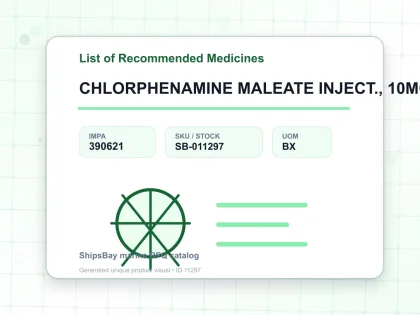CHLORPHENAMINE MALEATE INJECT., 10MG 1ML AMPOULES 10'S - List of Recommended Medicines - IMPA 390621 - UOM BX