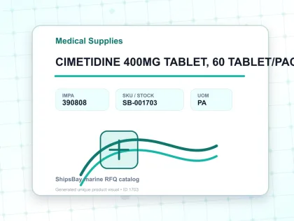 CIMETIDINE 400MG TABLET, 60 TABLET/PACK FOR U.K. SHIPS - Medical Supplies - IMPA 390808 - UOM PA