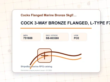 COCK 3-WAY BRONZE FLANGED, L-TYPE F7381 5KG-40MM - Cocks Flanged Marine Bronze 5kgf/cm2 F-7381 - IMPA 751608 - UOM PCE