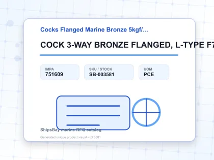 COCK 3-WAY BRONZE FLANGED, L-TYPE F7381 5KG-50MM - Cocks Flanged Marine Bronze 5kgf/cm2 F-7381 - IMPA 751609 - UOM PCE