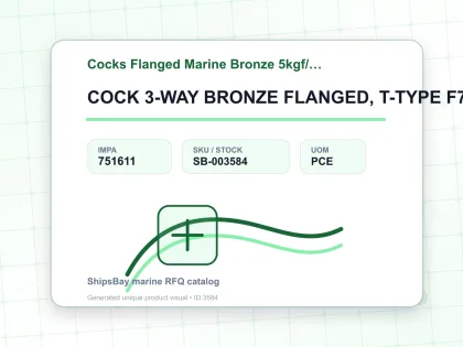 COCK 3-WAY BRONZE FLANGED, T-TYPE F7381 5KG-25MM - Cocks Flanged Marine Bronze 5kgf/cm2 F-7381 - IMPA 751611 - UOM PCE