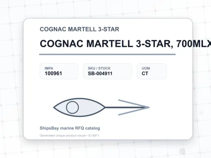 COGNAC MARTELL 3-STAR, 700MLX6BTL - COGNAC MARTELL 3-STAR - IMPA 100961 - UOM CT