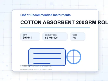 COTTON ABSORBENT 200GRM ROLL - List of Recommended Instruments - IMPA 391041 - UOM PA
