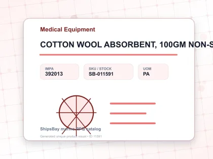 COTTON WOOL ABSORBENT, 100GM NON-STERILE FOR U.K. - Medical Equipment - IMPA 392013 - UOM PA