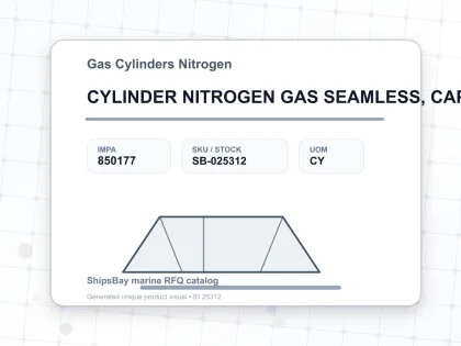 CYLINDER NITROGEN GAS SEAMLESS, CAPACITY 9-10M3 - Gas Cylinders Nitrogen - IMPA 850177 - UOM CY
