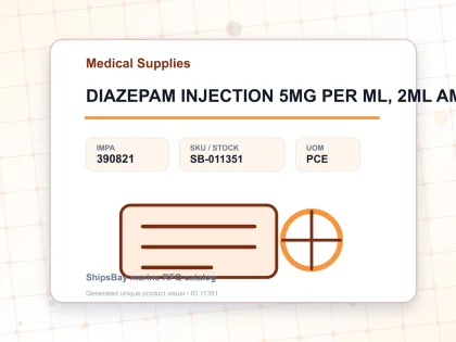 DIAZEPAM INJECTION 5MG PER ML, 2ML AMPOULE FOR U.K. SHIPS - Medical Supplies - IMPA 390821 - UOM PCE