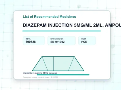 DIAZEPAM INJECTION 5MG/ML 2ML, AMPOULE CONTROLLED SUBSTANCE - List of Recommended Medicines - IMPA 390628 - UOM PCE