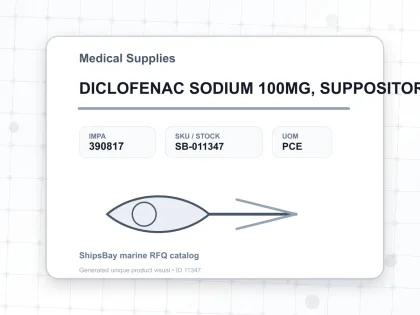 DICLOFENAC SODIUM 100MG, SUPPOSITORY FOR U.K. SHIPS - Medical Supplies - IMPA 390817 - UOM PCE