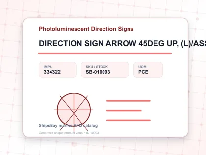 DIRECTION SIGN ARROW 45DEG UP, (L)/ASSEMBLY STATION 100X300MM - Photoluminescent Direction Signs - IMPA 334322 - UOM PCE