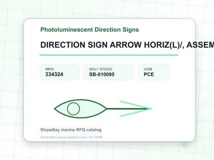 DIRECTION SIGN ARROW HORIZ(L)/, ASSEMBLY STATION 100X300MM - Photoluminescent Direction Signs - IMPA 334324 - UOM PCE