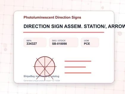 DIRECTION SIGN ASSEM. STATION/, ARROW 45DEG DOWN(R) 100X300MM - Photoluminescent Direction Signs - IMPA 334327 - UOM PCE