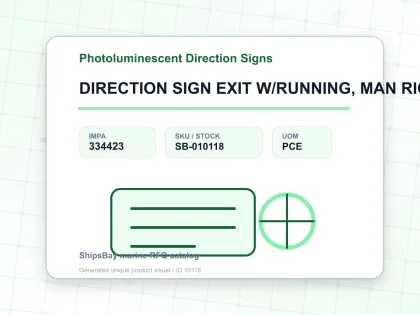 DIRECTION SIGN EXIT W/RUNNING, MAN RIGHT 150X150MM - Photoluminescent Direction Signs - IMPA 334423 - UOM PCE