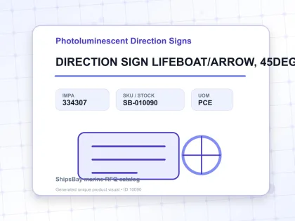 DIRECTION SIGN LIFEBOAT/ARROW, 45DEG DOWN(R) 100X300MM - Photoluminescent Direction Signs - IMPA 334307 - UOM PCE