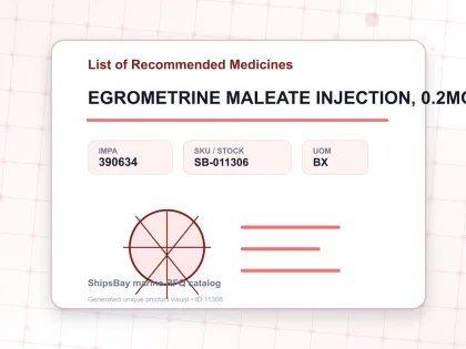 EGROMETRINE MALEATE INJECTION, 0.2MG IN 1ML AMPOULES 10'S - List of Recommended Medicines - IMPA 390634 - UOM BX