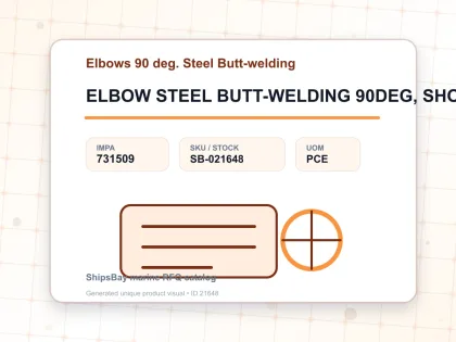 ELBOW STEEL BUTT-WELDING 90DEG, SHORT RADIUS H.P. SCH-40 125A - Elbows 90 deg. Steel Butt-welding - IMPA 731509 - UOM PCE
