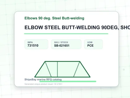 ELBOW STEEL BUTT-WELDING 90DEG, SHORT RADIUS H.P. SCH-40 150A - Elbows 90 deg. Steel Butt-welding - IMPA 731510 - UOM PCE