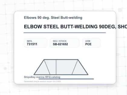 ELBOW STEEL BUTT-WELDING 90DEG, SHORT RADIUS H.P. SCH-40 200A - Elbows 90 deg. Steel Butt-welding - IMPA 731511 - UOM PCE