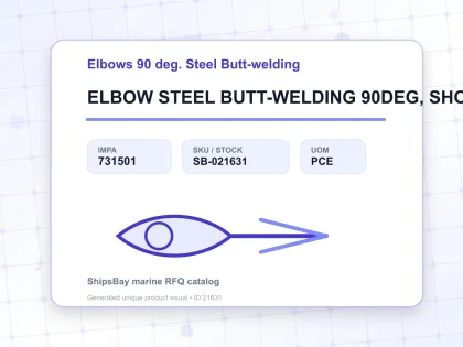 ELBOW STEEL BUTT-WELDING 90DEG, SHORT RADIUS H.P. SCH-40 25A - Elbows 90 deg. Steel Butt-welding - IMPA 731501 - UOM PCE