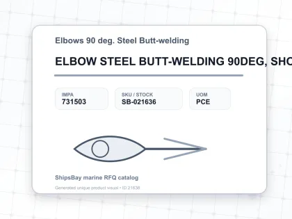 ELBOW STEEL BUTT-WELDING 90DEG, SHORT RADIUS H.P. SCH-40 40A - Elbows 90 deg. Steel Butt-welding - IMPA 731503 - UOM PCE