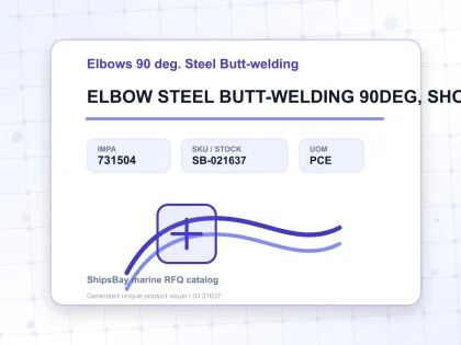 ELBOW STEEL BUTT-WELDING 90DEG, SHORT RADIUS H.P. SCH-40 50A - Elbows 90 deg. Steel Butt-welding - IMPA 731504 - UOM PCE