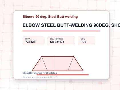 ELBOW STEEL BUTT-WELDING 90DEG, SHORT RADIUS H.P. SCH-80 100A - Elbows 90 deg. Steel Butt-welding - IMPA 731523 - UOM PCE