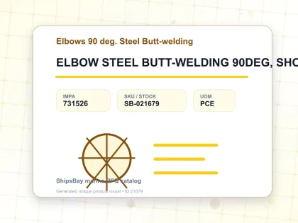 ELBOW STEEL BUTT-WELDING 90DEG, SHORT RADIUS H.P. SCH-80 200A - Elbows 90 deg. Steel Butt-welding - IMPA 731526 - UOM PCE