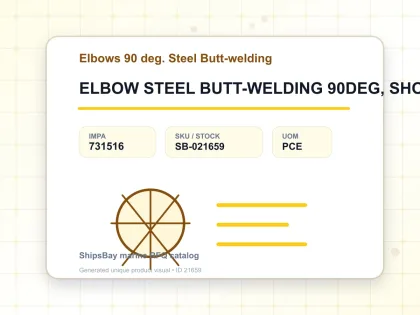ELBOW STEEL BUTT-WELDING 90DEG, SHORT RADIUS H.P. SCH-80 25A - Elbows 90 deg. Steel Butt-welding - IMPA 731516 - UOM PCE