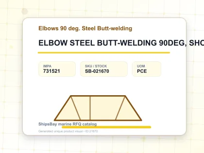 ELBOW STEEL BUTT-WELDING 90DEG, SHORT RADIUS H.P. SCH-80 80A - Elbows 90 deg. Steel Butt-welding - IMPA 731521 - UOM PCE