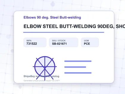 ELBOW STEEL BUTT-WELDING 90DEG, SHORT RADIUS H.P. SCH-80 90A - Elbows 90 deg. Steel Butt-welding - IMPA 731522 - UOM PCE