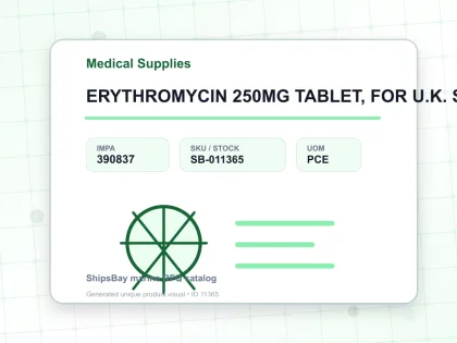 ERYTHROMYCIN 250MG TABLET, FOR U.K. SHIPS - Medical Supplies - IMPA 390837 - UOM PCE
