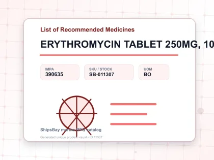 ERYTHROMYCIN TABLET 250MG, 100'S - List of Recommended Medicines - IMPA 390635 - UOM BO