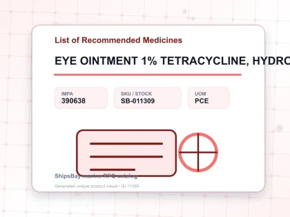 EYE OINTMENT 1% TETRACYCLINE, HYDROCHLORIDE 4GRM TUBE - List of Recommended Medicines - IMPA 390638 - UOM PCE