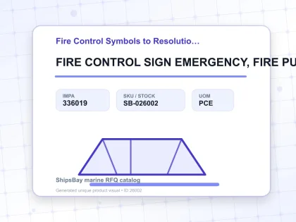 FIRE CONTROL SIGN EMERGENCY, FIRE PUMP 150X150MM - Fire Control Symbols to Resolution A654 - IMPA 336019 - UOM PCE
